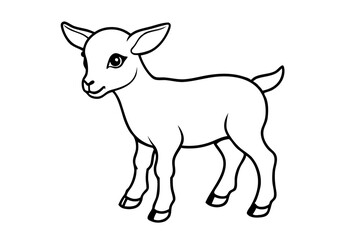 baby goat line art silhouette vector illustration