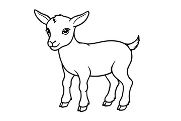 baby goat line art silhouette vector illustration