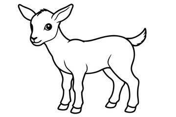 baby goat line art silhouette vector illustration