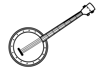 banjo line art silhouette vector illustration