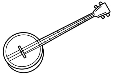 banjo line art silhouette vector illustration