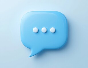 Light Blue Speech Bubble Graphic with Three Dots for Message