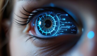 Futuristic Digital Eye with Technology Circuit Design