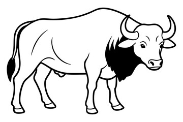 buffalo line art silhouette vector illustration