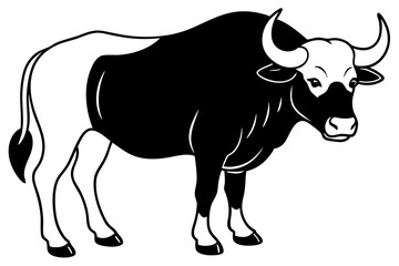 buffalo line art silhouette vector illustration