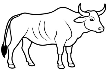 buffalo line art silhouette vector illustration