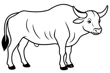 buffalo line art silhouette vector illustration