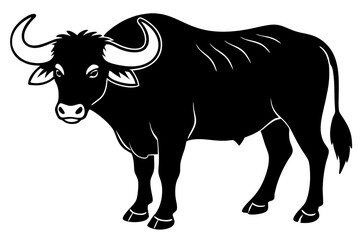 buffalo line art silhouette vector illustration