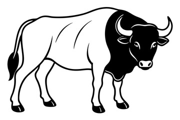 buffalo line art silhouette vector illustration
