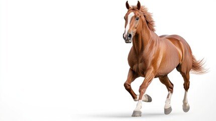 Naklejka premium Powerful Horse in Full Gallop on White Background