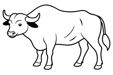 buffalo line art silhouette vector illustration