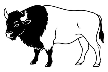 buffalo line art silhouette vector illustration
