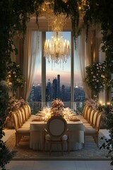 Obraz premium Luxurious Romantic Dinner with City View