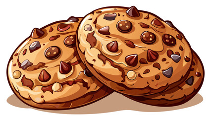 chocolate cookies against pink background, closeup of two cookies with chocolate chips displayed in neutral background. Ideal for bakery and food content