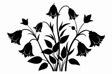 canterbury bells flower line art silhouette vector illustration