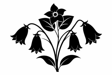 Obraz premium canterbury bells flower line art silhouette vector illustration
