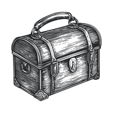 recommend clip art: Vintage Woodcut Illustration of an Antique Treasure Chest Design