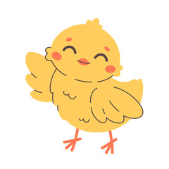 Cute baby chick. Design for stickers, cards, posters, banners, scrapbooking. Vector illustration in flat style