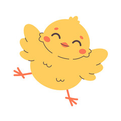 Cute baby chick. Design for stickers, cards, posters, banners, scrapbooking. Vector illustration in flat style
