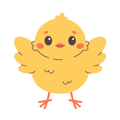 Cute baby chick. Design for stickers, cards, posters, banners, scrapbooking. Vector illustration in flat style