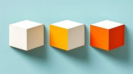 Obraz premium Three colorful cubes are displayed in a row on a blue background