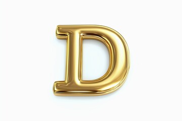 Letter D designed with shiny gold isolated on white background