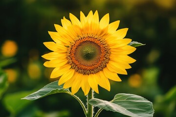 Obraz premium A vibrant blooming sunflower in a lush and natural outdoor setting