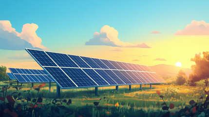 solar panels generating clean energy, concept of sustainable technology, illustration 
