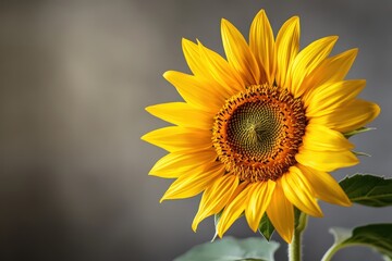 Obraz premium A close up image of a bright yellow sunflower in bloom