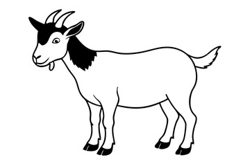 dwarf goat line art silhouette vector illustration