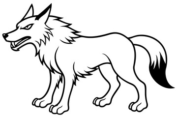 fenrir line art silhouette vector illustration