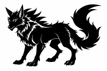 fenrir line art silhouette vector illustration