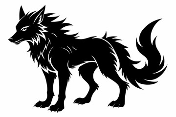 fenrir line art silhouette vector illustration