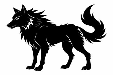 fenrir line art silhouette vector illustration