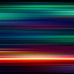 Horizontal motion blur with deep green, purple, and red hues.