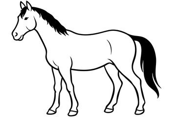 friesian horse line art silhouette vector illustration