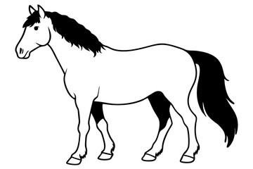 friesian horse line art silhouette vector illustration