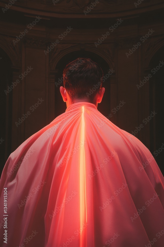 Poster luminous solitude ethereal red minimalism revealing inner transformation - immersive visual meditati
