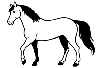friesian horse line art silhouette vector illustration