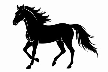 friesian horse line art silhouette vector illustration
