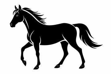 friesian horse line art silhouette vector illustration