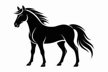 friesian horse line art silhouette vector illustration