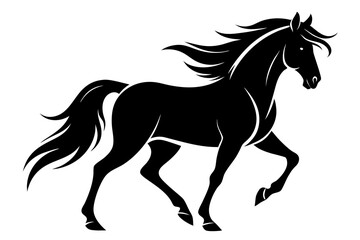 friesian horse line art silhouette vector illustration