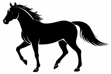 friesian horse line art silhouette vector illustration