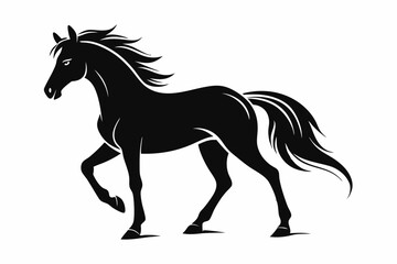 friesian horse line art silhouette vector illustration