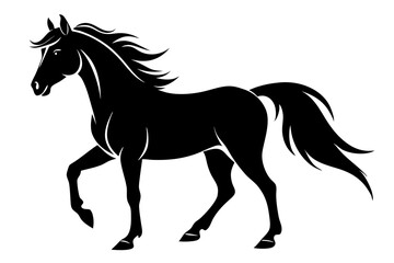 friesian horse line art silhouette vector illustration