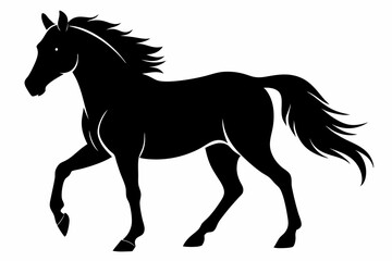 friesian horse line art silhouette vector illustration