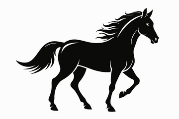 friesian horse line art silhouette vector illustration