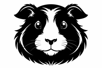 guinea pig head line art silhouette vector illustration