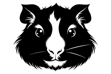 guinea pig head line art silhouette vector illustration
